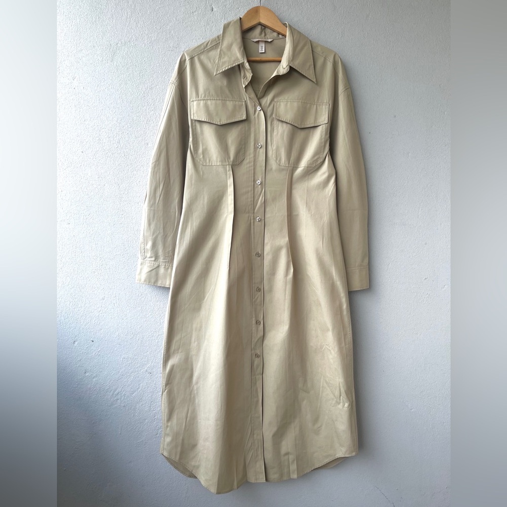 H&M | Midi Poplin Collared Dress